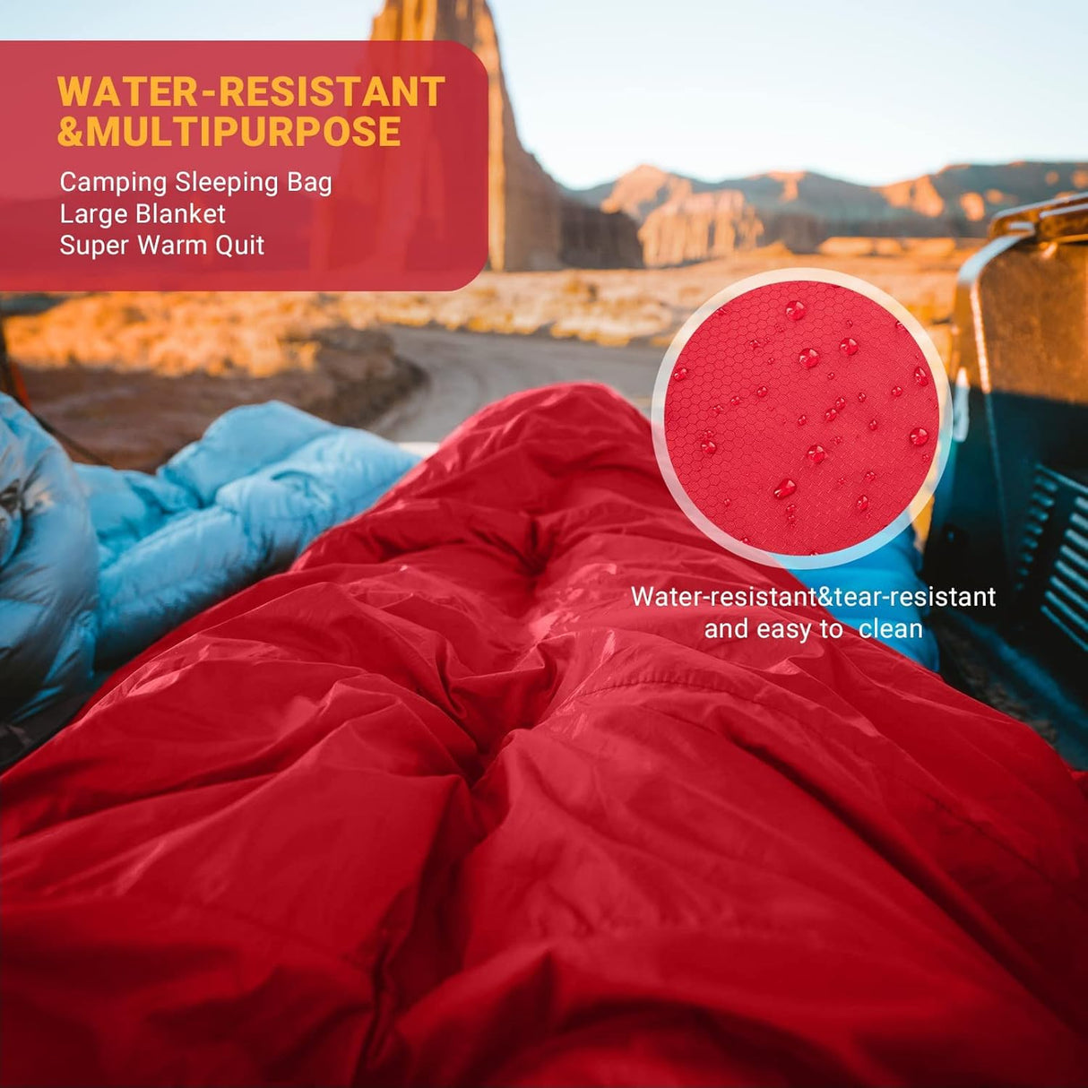 Saco de dormir doble de 20 grados para 2 personas rojo