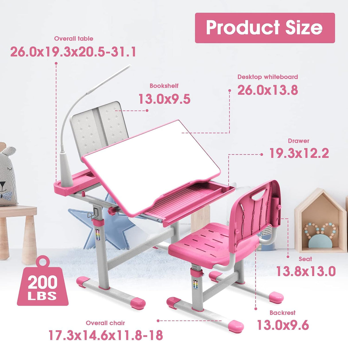 BELANITAS Juego de escritorio y silla para niños