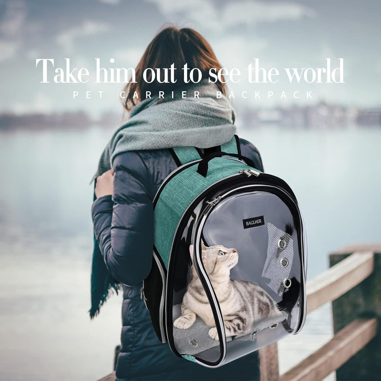 Mochila transportadora de gatos de burbujas