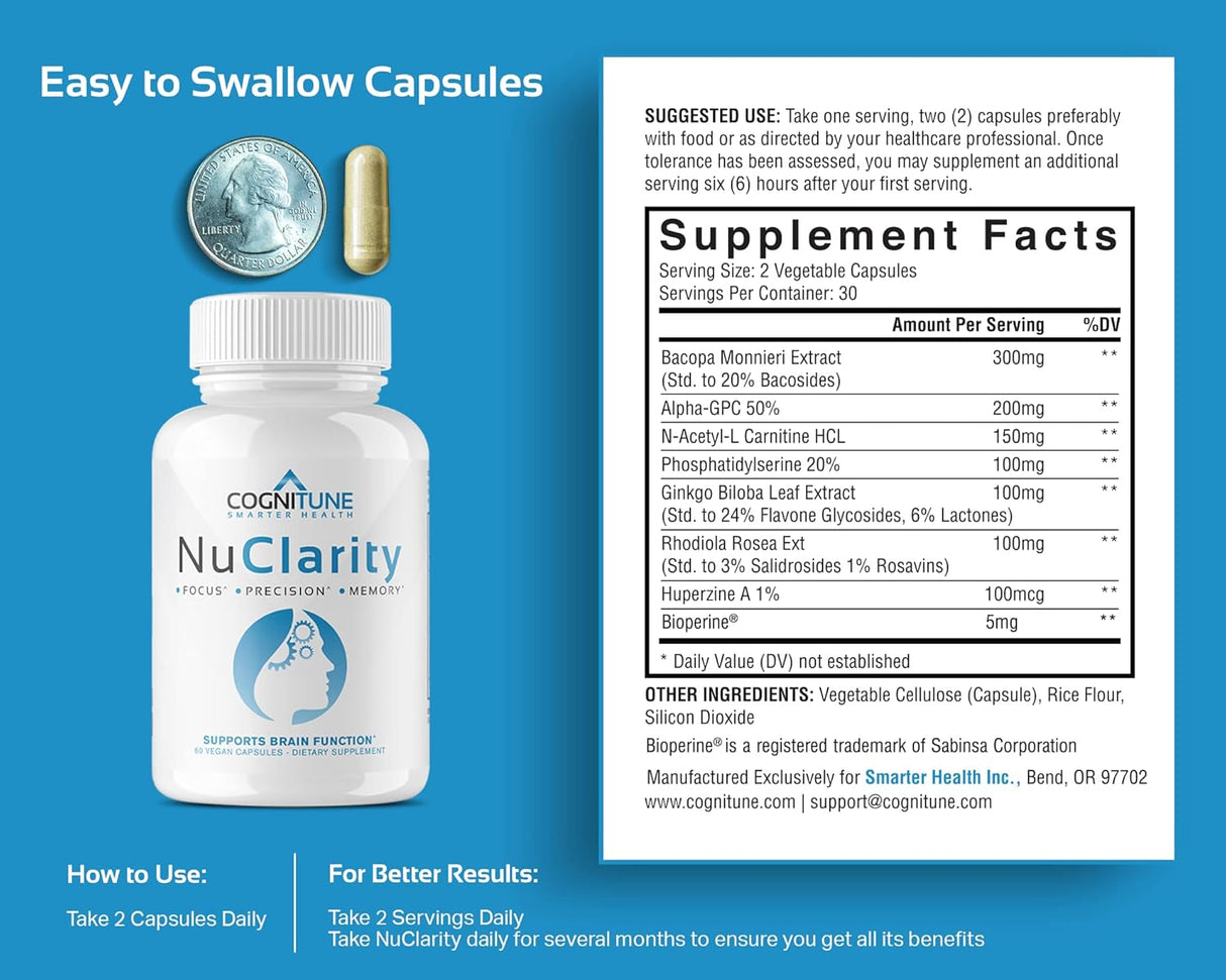 Suplemento Nootrópico Cerebral - Enfoque, Energía, Memoria