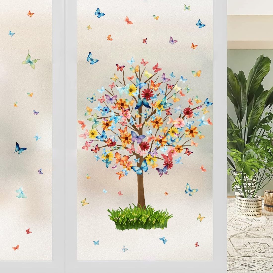 Vinilo Decorativo Mariposas y Árbol, Pared Infantil, Modelo A
