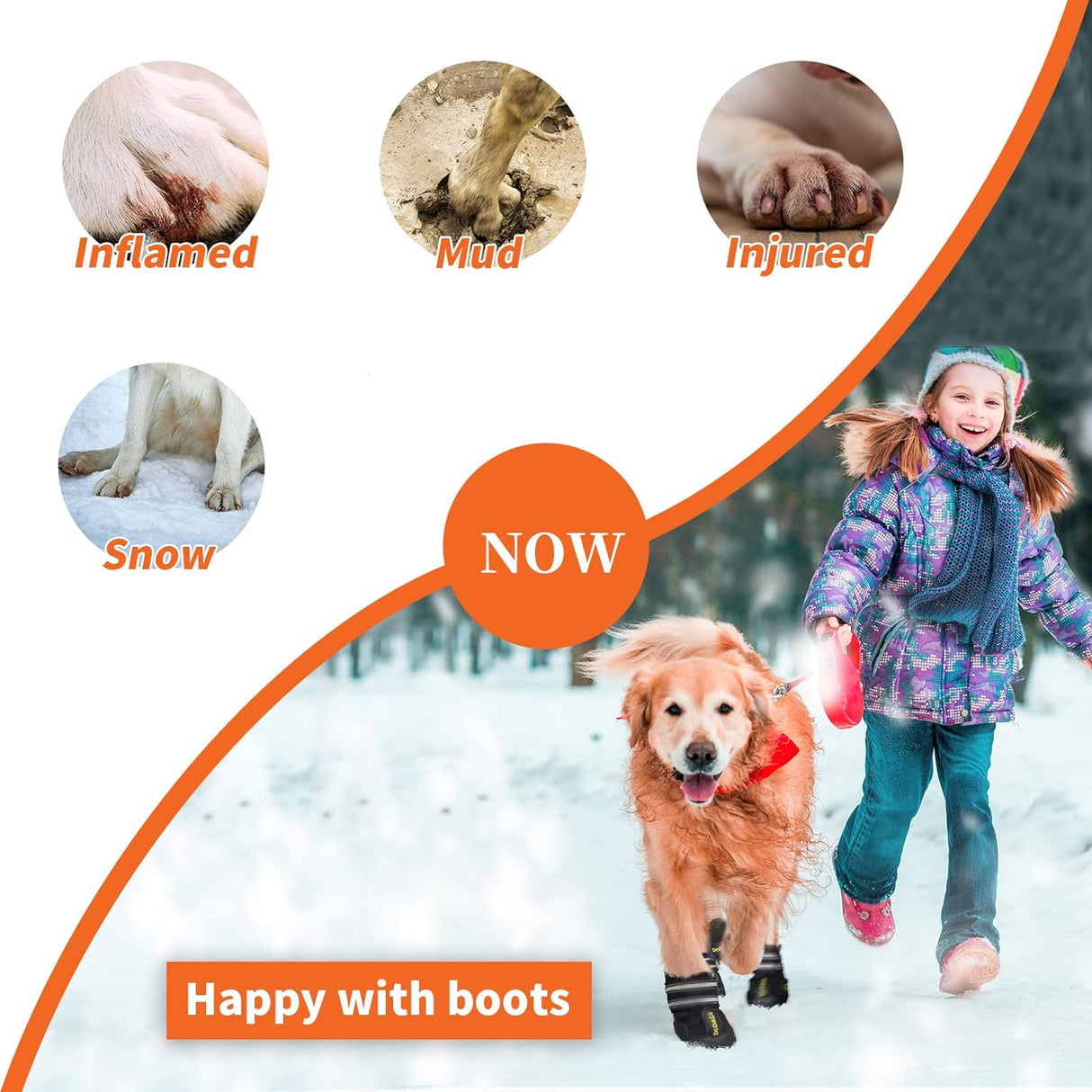 Zapatos para perros grandes, botas de perro y protectores de patas para pavimento caliente de nieve de invierno, botines antideslizantes para senderismo, caminar, botines impermeables transpirables y reflectantes para perros de tamaño grande, 4 unidades