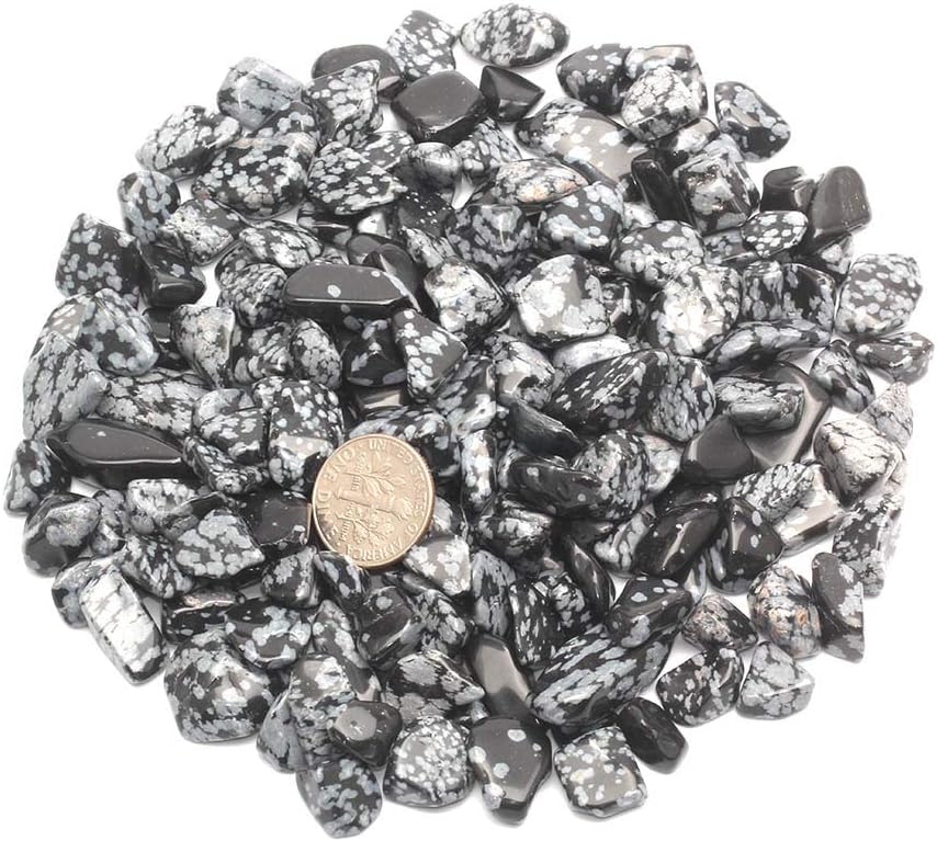 1 libra de copos de nieve de obsidiana rodada trozos de cuarzo de cristal natural triturado