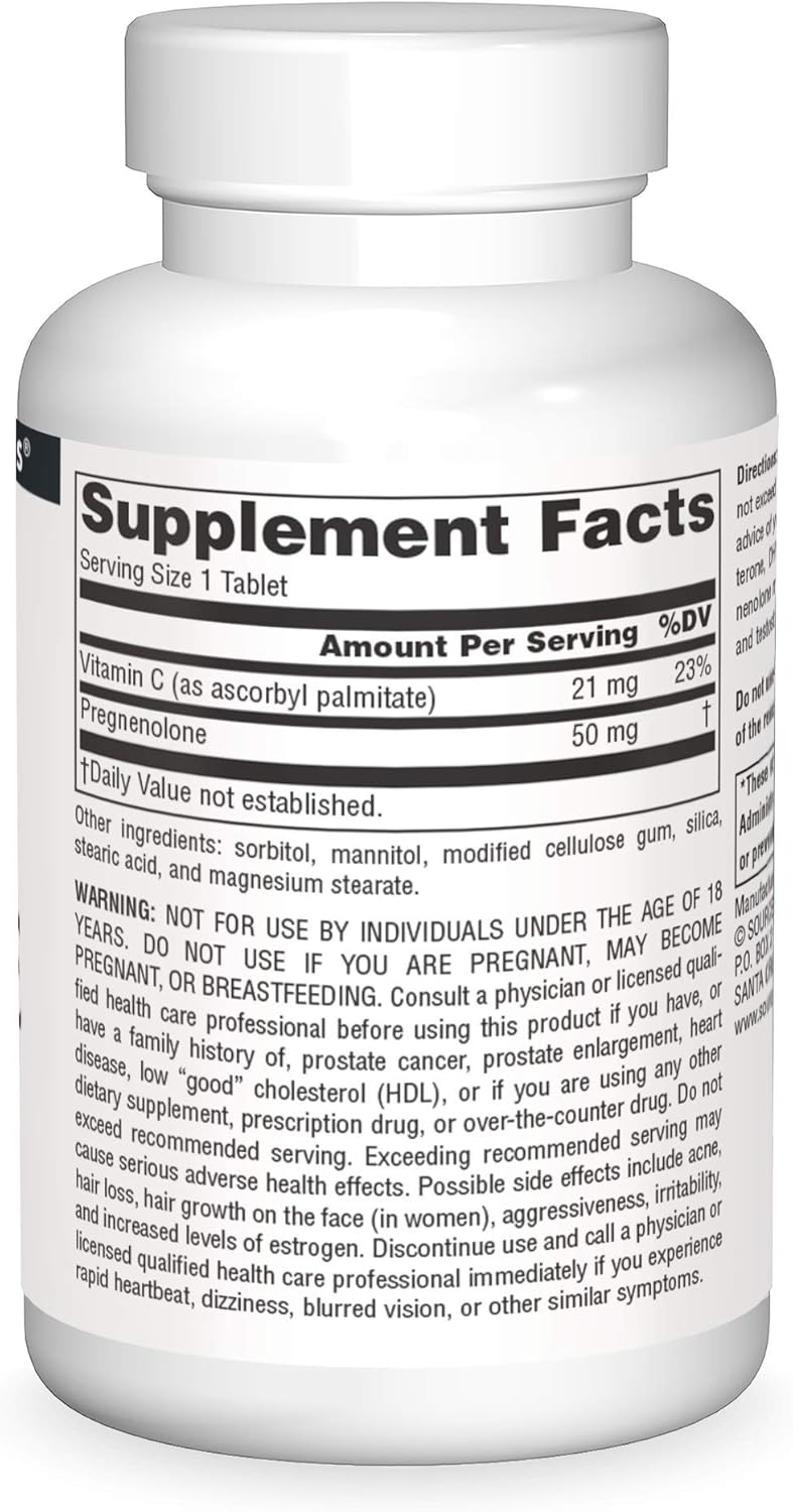 Suplemento Pregnenolona 50mg - Source Naturals, 120 Tabletas