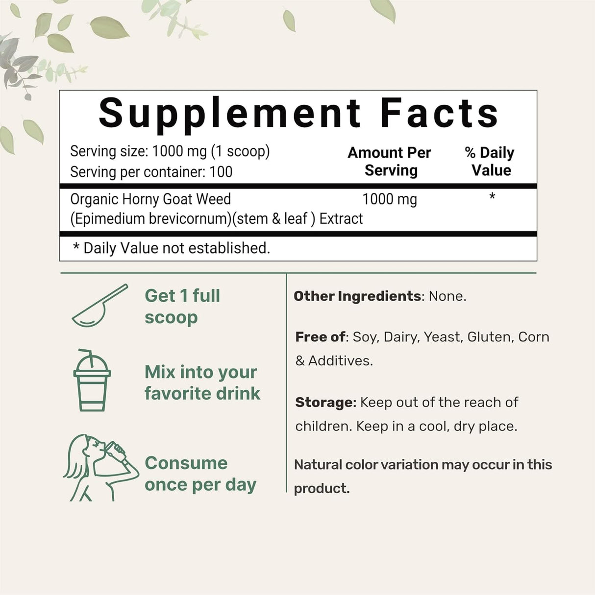 Suplemento Hierba de chivo cornudo 100 g