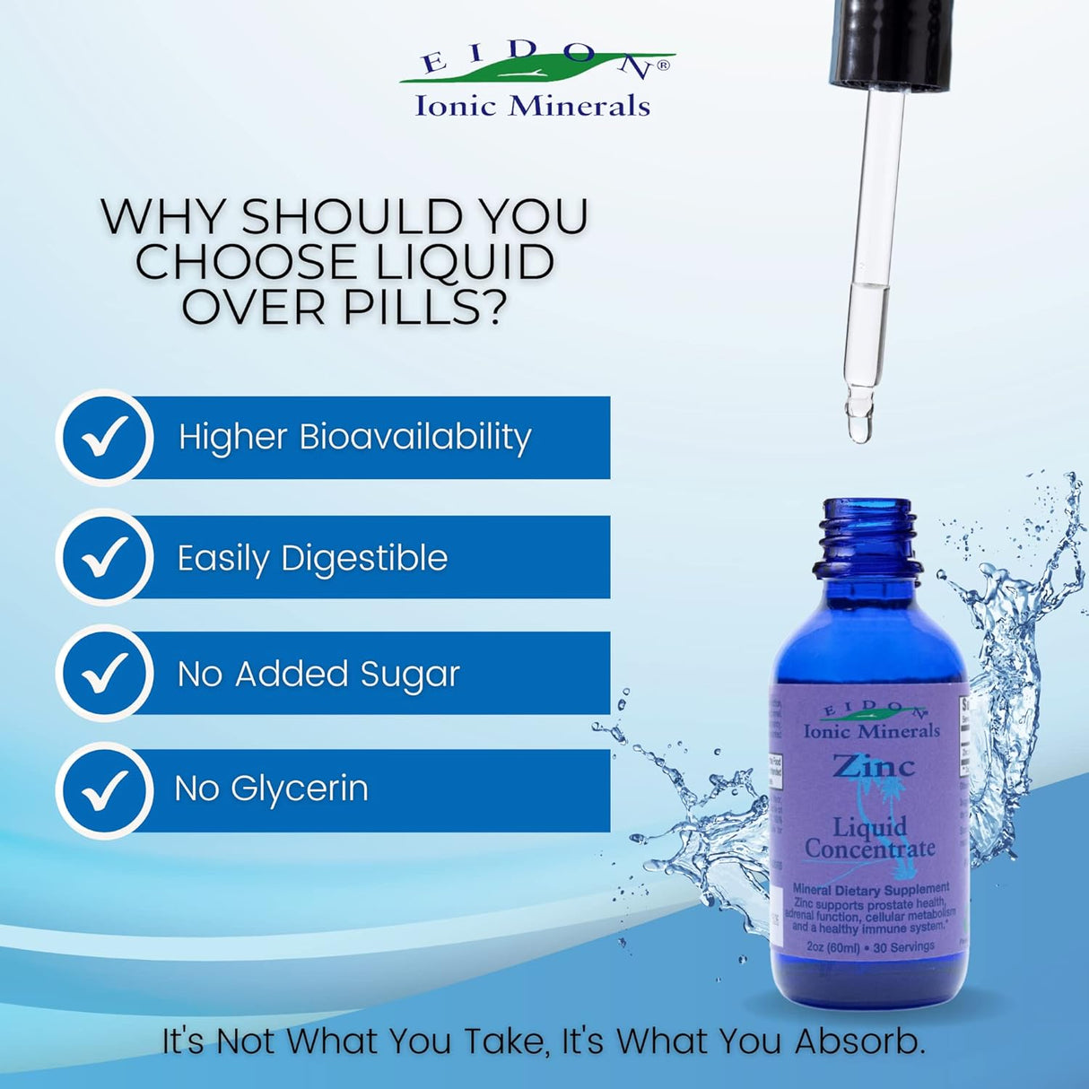 Suplementos zinc iónico, 2 onzas