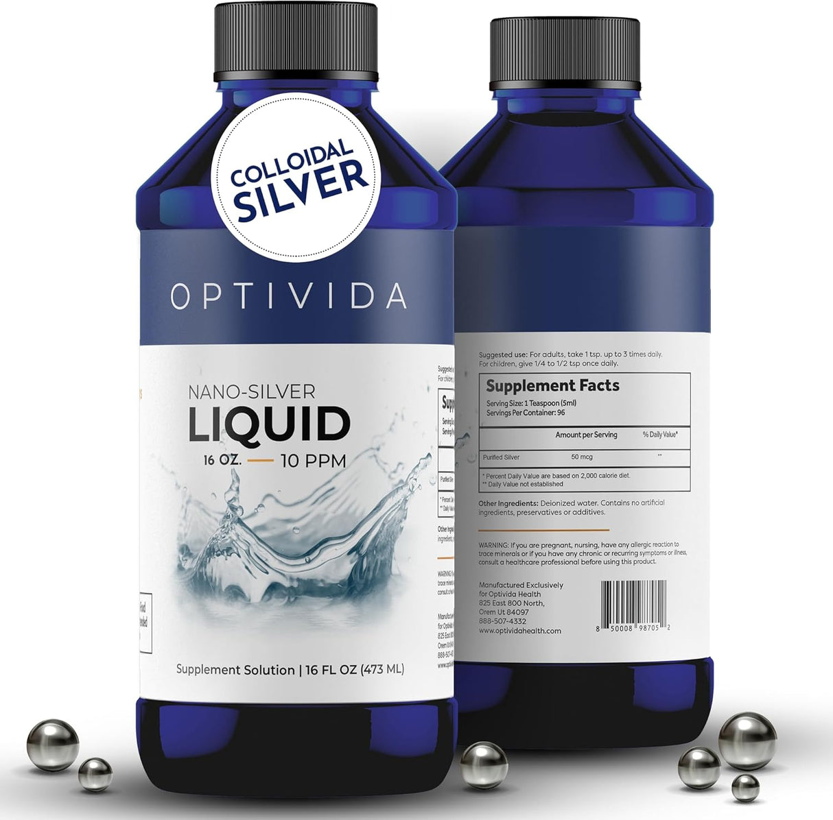 Optivida Health Plata Coloidal Líquida 16 oz - Suplemento Inmunidad