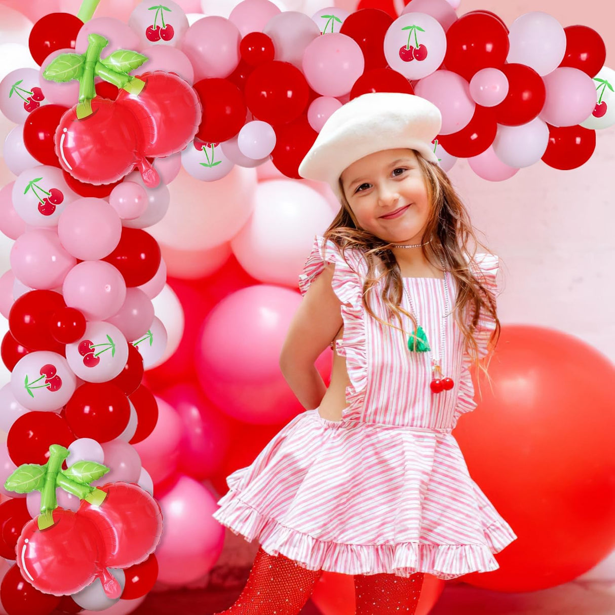 Decoraciones Fiesta Cereza Kit Arco Globos Cumpleaños Verano