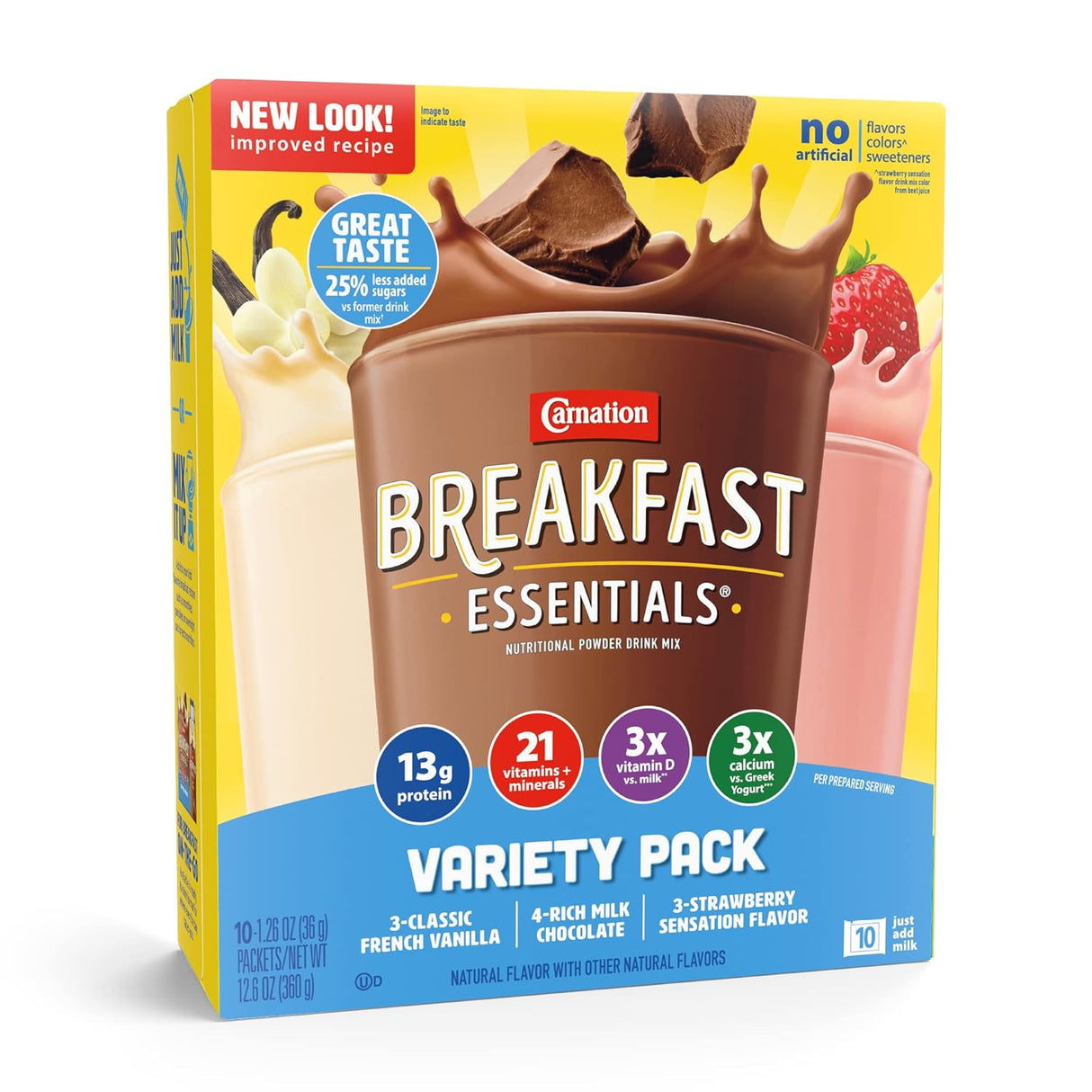 Bebida Nutricional Carnation 60 Ct Sabor Chocolate/Vainilla/Fresa