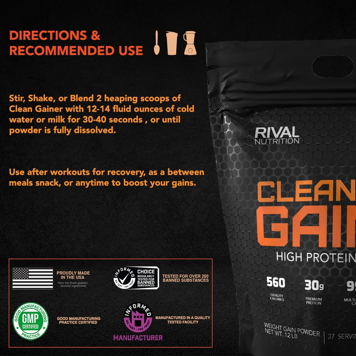 RIVAL NUTRITION Batido Ganador Limpio 12 lbs Chocolate Fudge