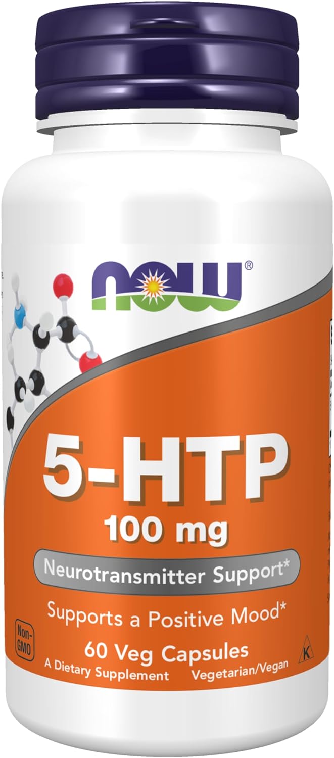 Suplemento 5-HTP 100 mg de NOW Foods, 60 cápsulas veganas