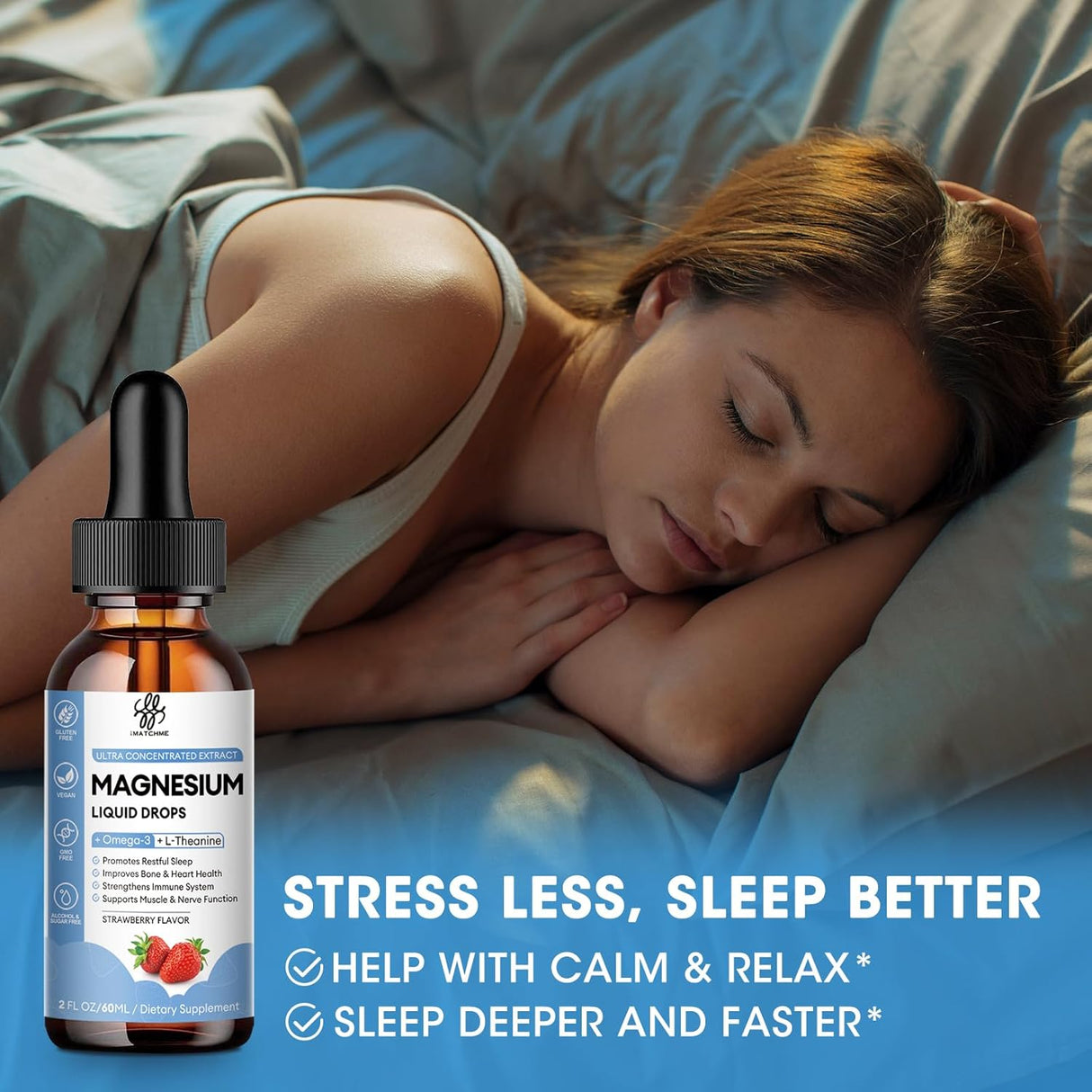 Magnesium Glycinate Líquido Calm con Omega3 y B6, 60 ml
