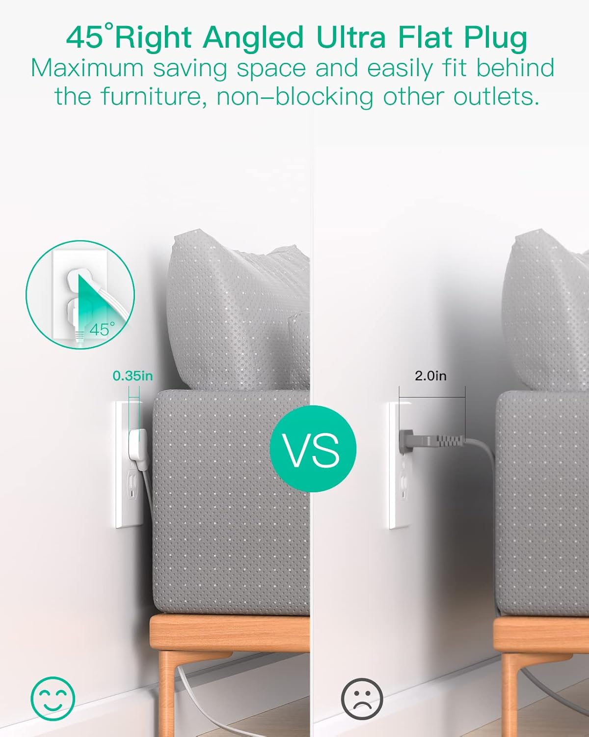 Cable de extensión de enchufe plano, tira de alimentación