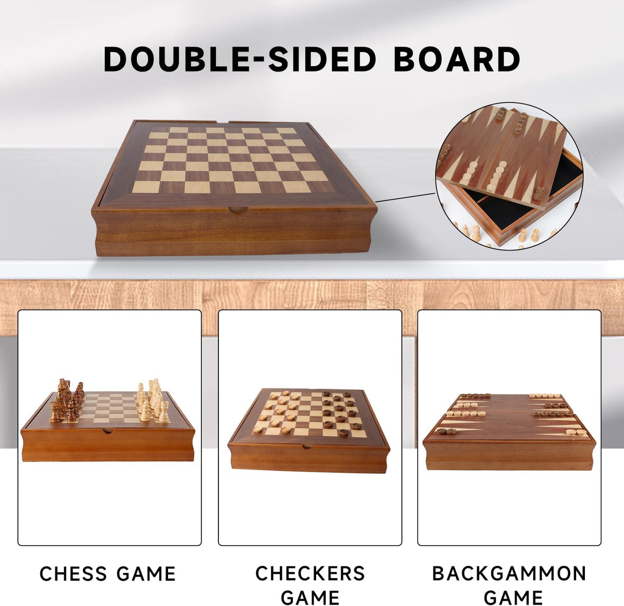 Juego de Mesa 7 en 1 GSE - Ajedrez, Damas, Dominó, Cribbage