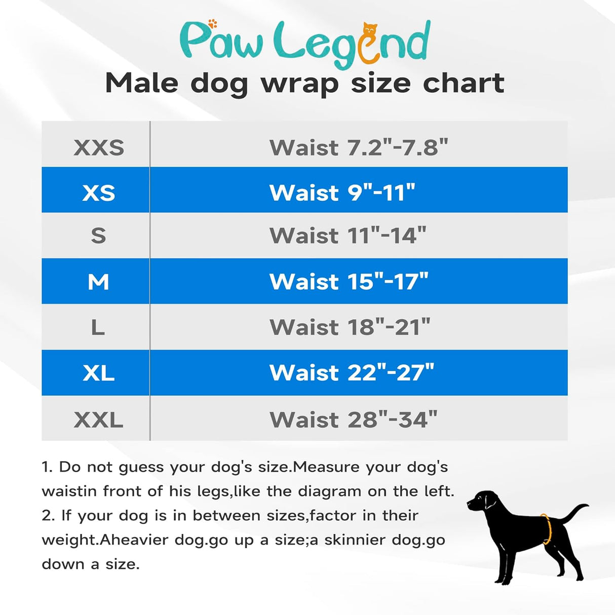 Paw Legend - Pañales lavables para perro macho (3 unidades), S