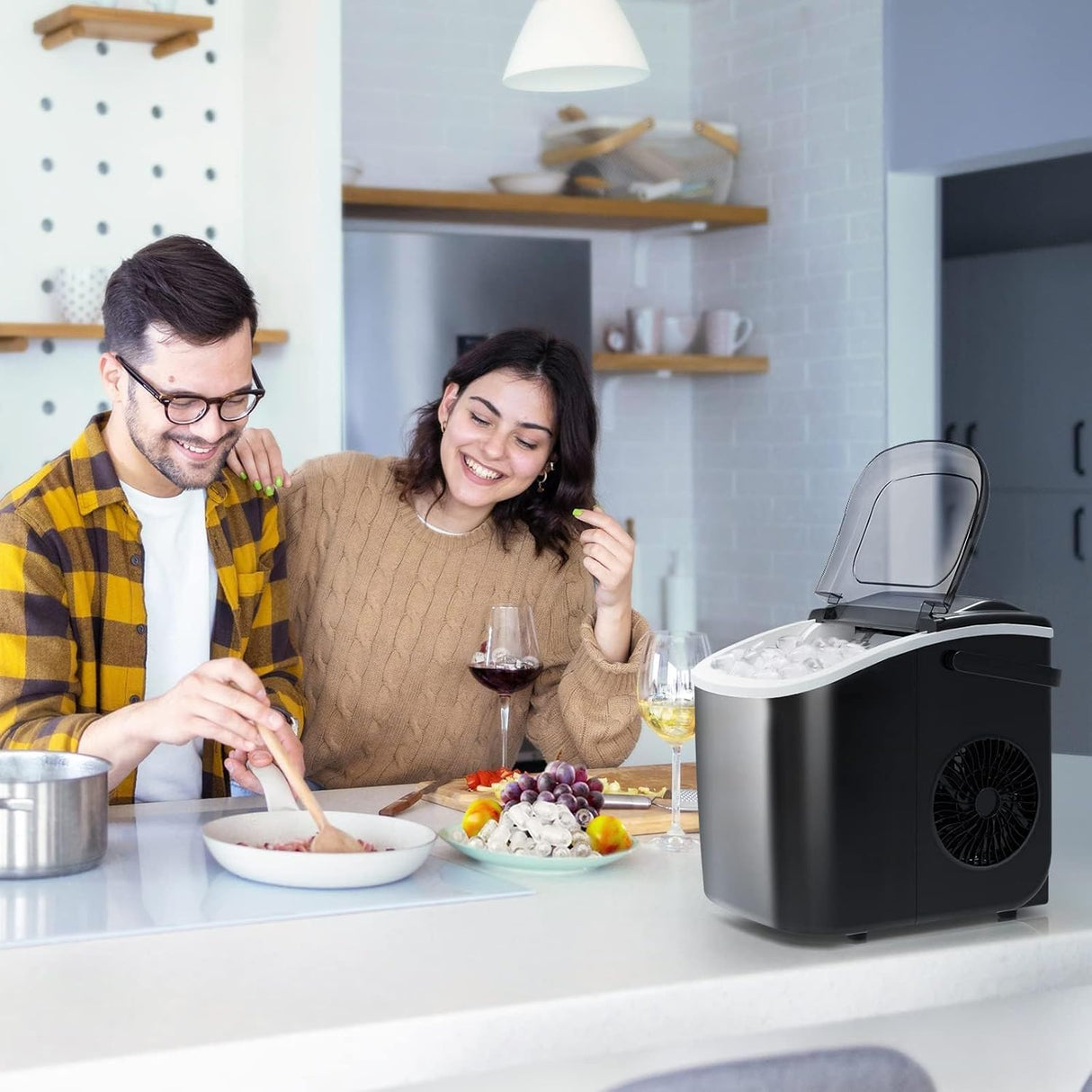 Máquina de Hielo Portátil, Auto-limpiante, 9 Cubos en 7 Mins