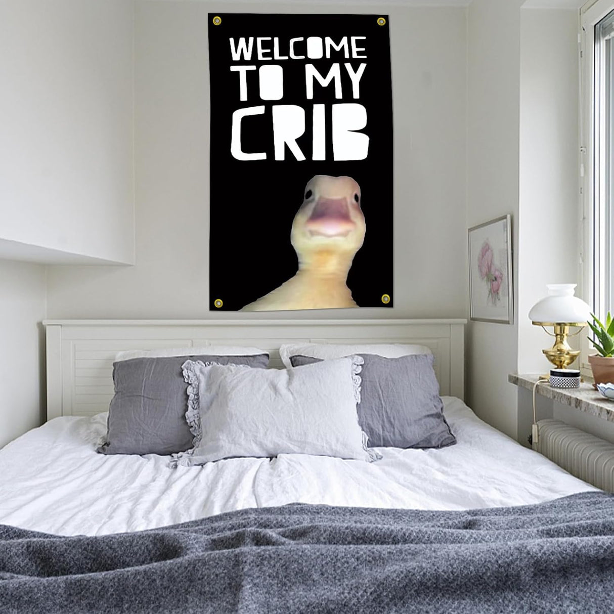 Bandera Impermeable 60x90cm con Ojales para Decoración de Dormitorio