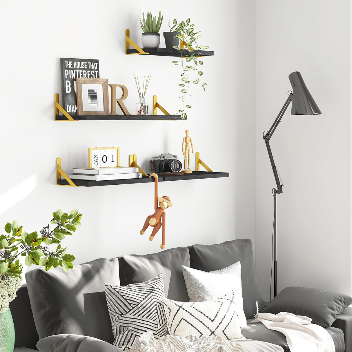 Estanterías Flotantes YGEOMER, Juego de 4 para Pared, Madera