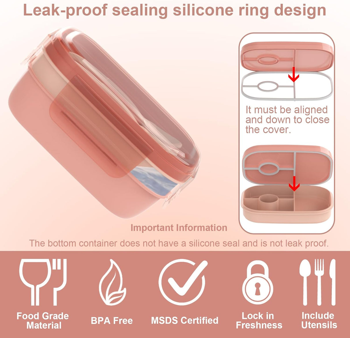 Caja de Almuerzo JBGOYON® - 3 Contenedores Apilables, Utensilios