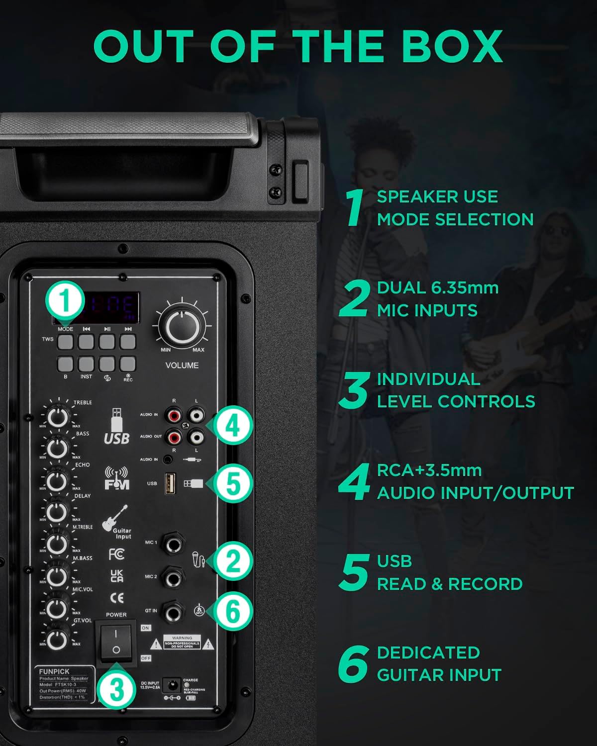 Sistema PA Trolley 3-Way, Micrófonos Inalámbricos, 10 Subwoofer
