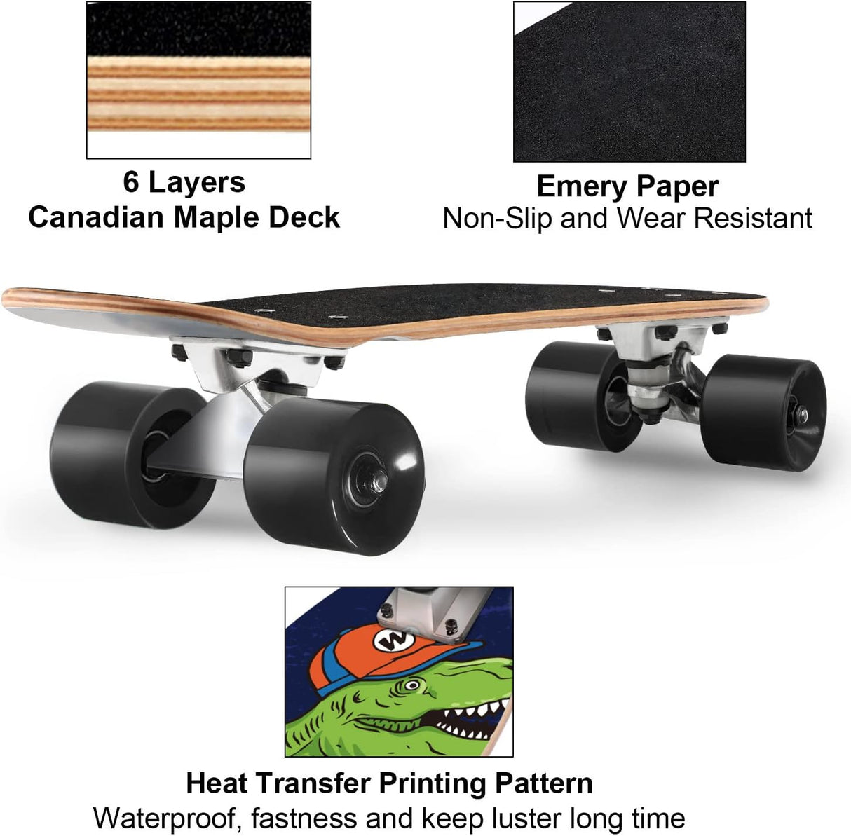 Patineta Completa Mini Cruiser de 22 Pulgadas para Niños