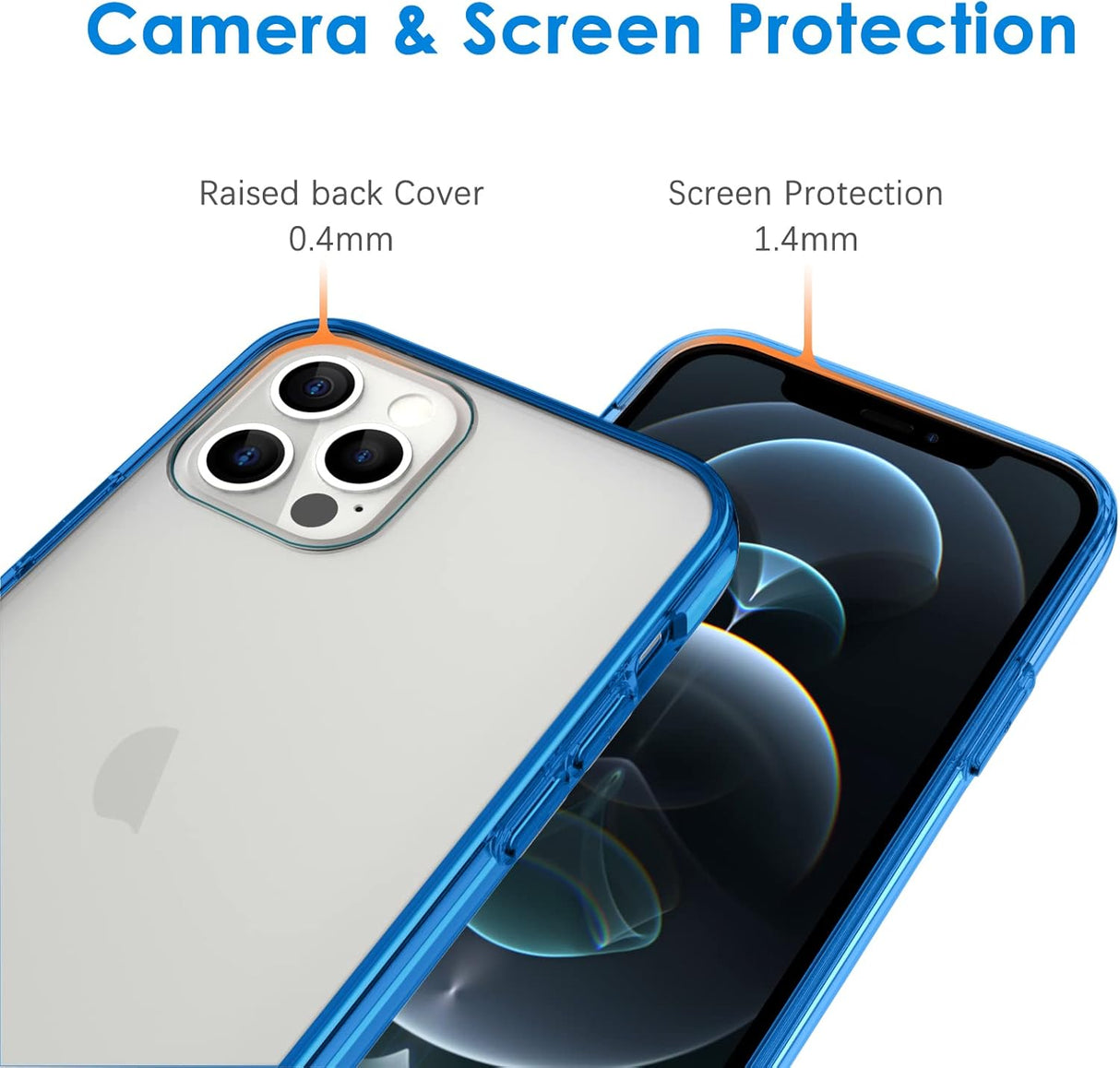JETech Funda para iPhone 12/12 Pro de 6.1 pulgadas, a prueba de golpes, parte trasera transparente antiarañazos (azul)