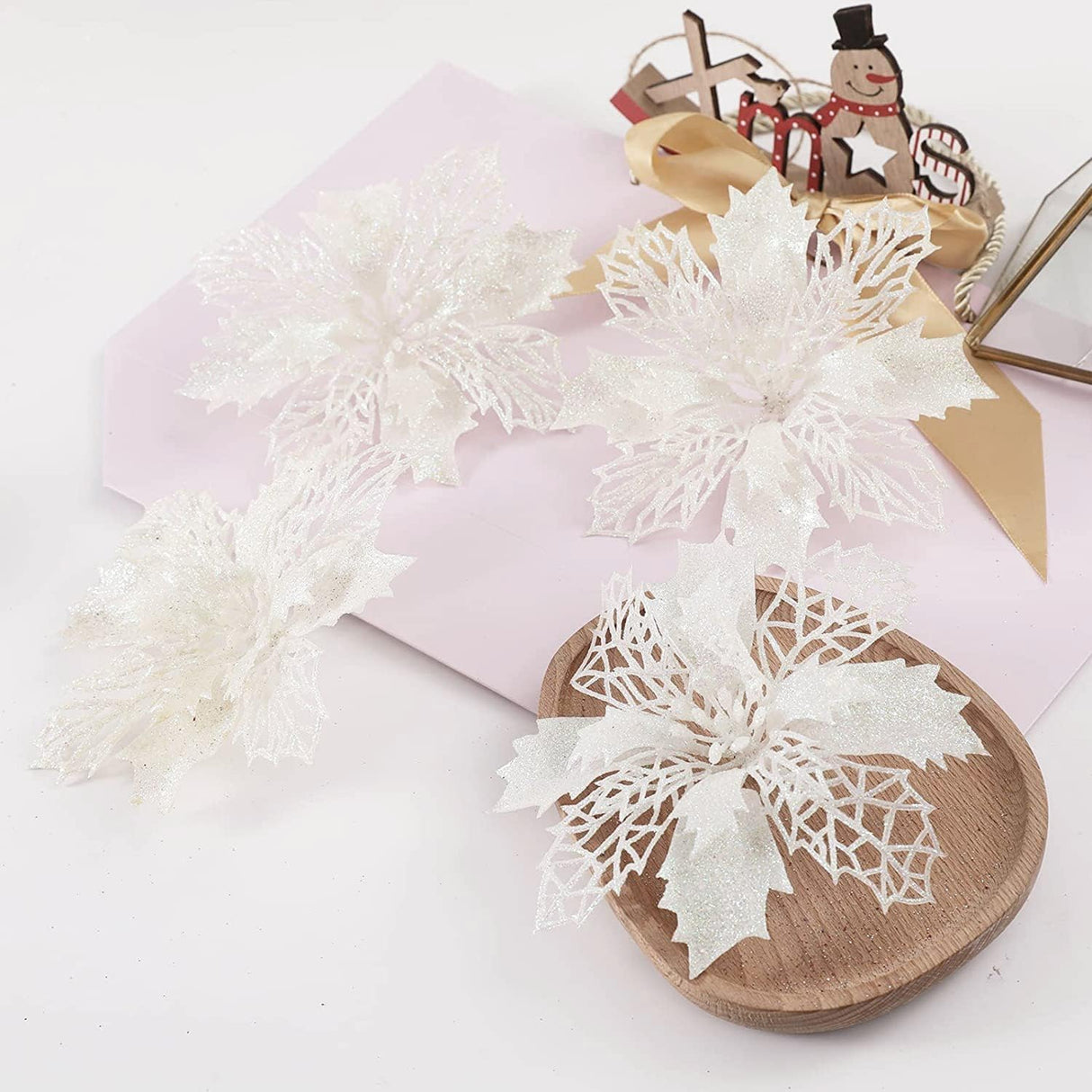 Flores Poinsettia Artificial 16 Pcs - Wironlst, Decoración Navideña