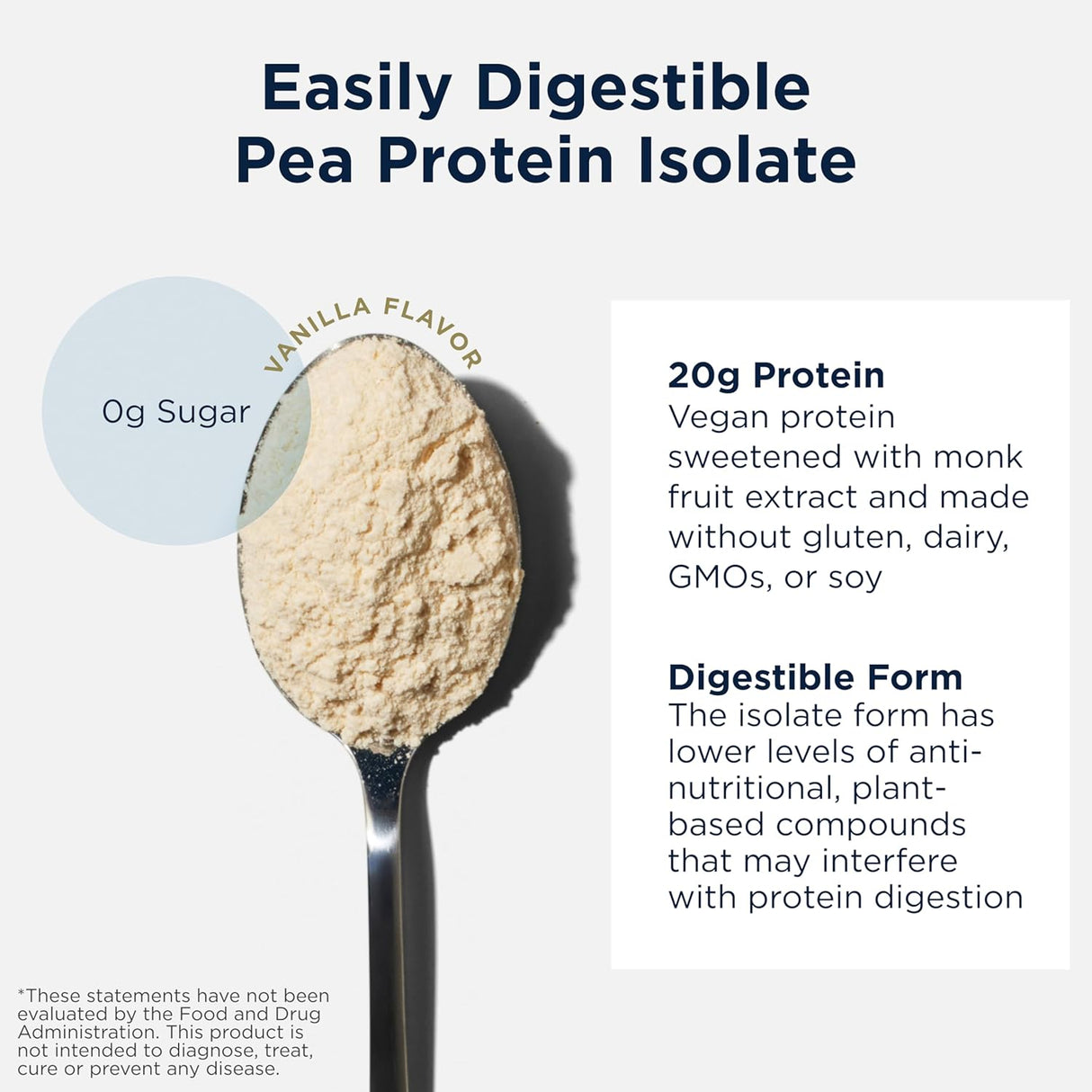 PurePea Proteína de Guisante Vegan de 20g, Sin OGM, Vanilla