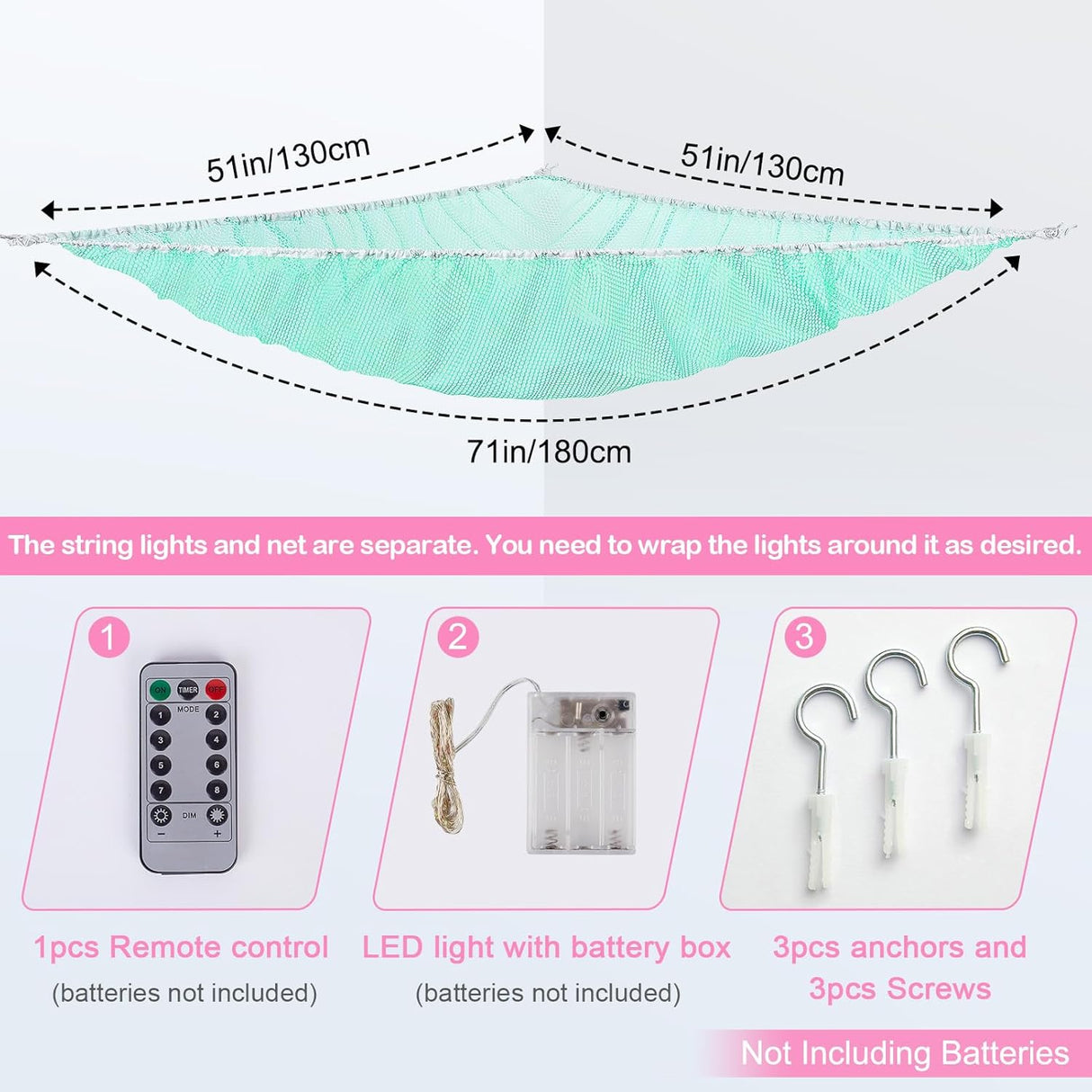 Hamaca para peluches Basumee con luz LED y control remoto