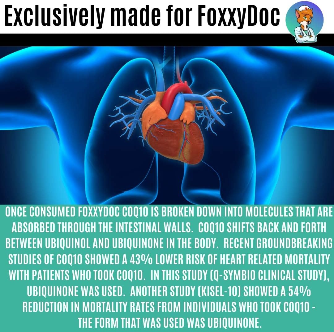 CoQ10 Suplemento Foxxy Doc 400mg 200 cápsulas