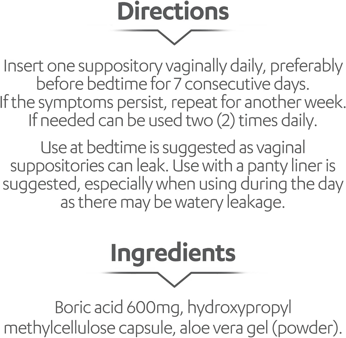 Suplementos Alimenticios Supositorios vaginales ácido bórico