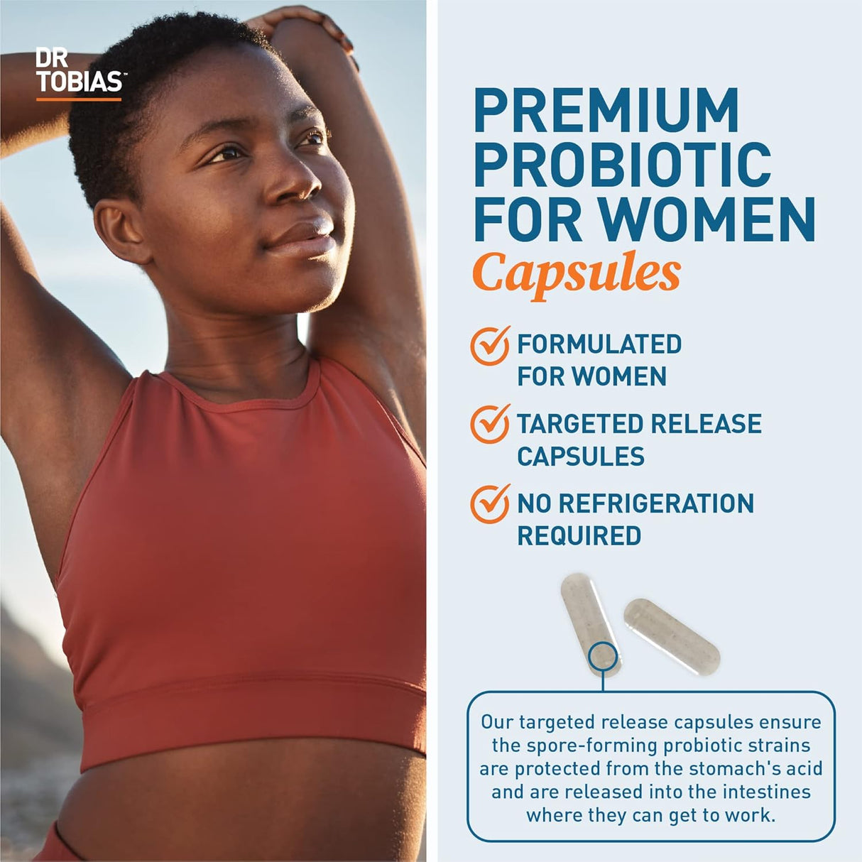 Probioticos para Mujeres, Dr. Tobias, 5B CFUs + Prebioticos y Arándano, 60 cápsulas