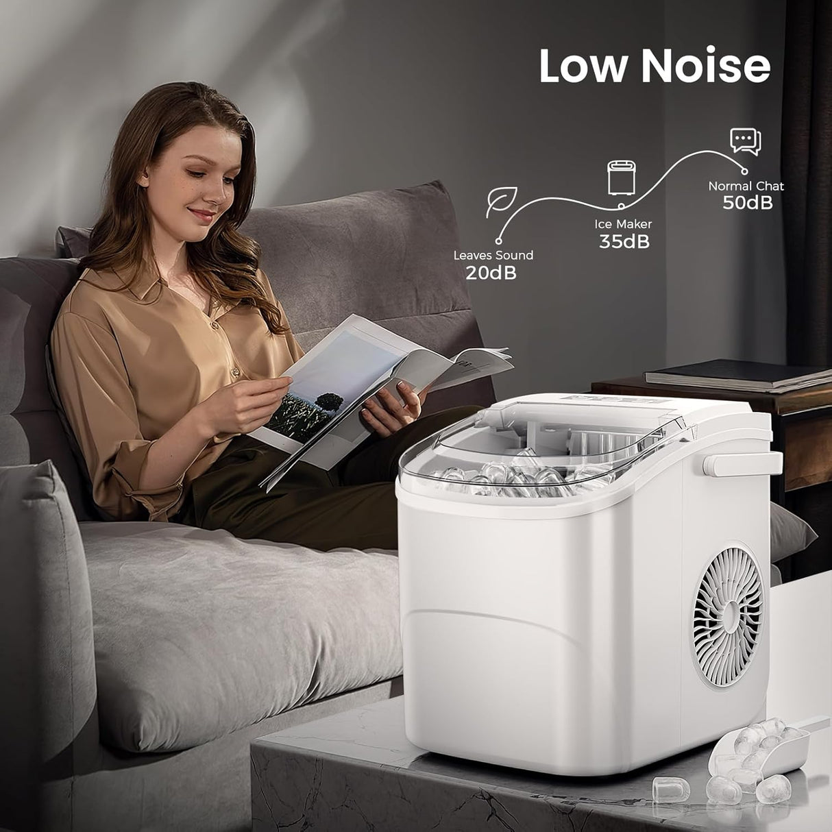 Máquina de Hielo Portátil AGLUCKY, 26.5Lbs/24H, 2 Tamaños