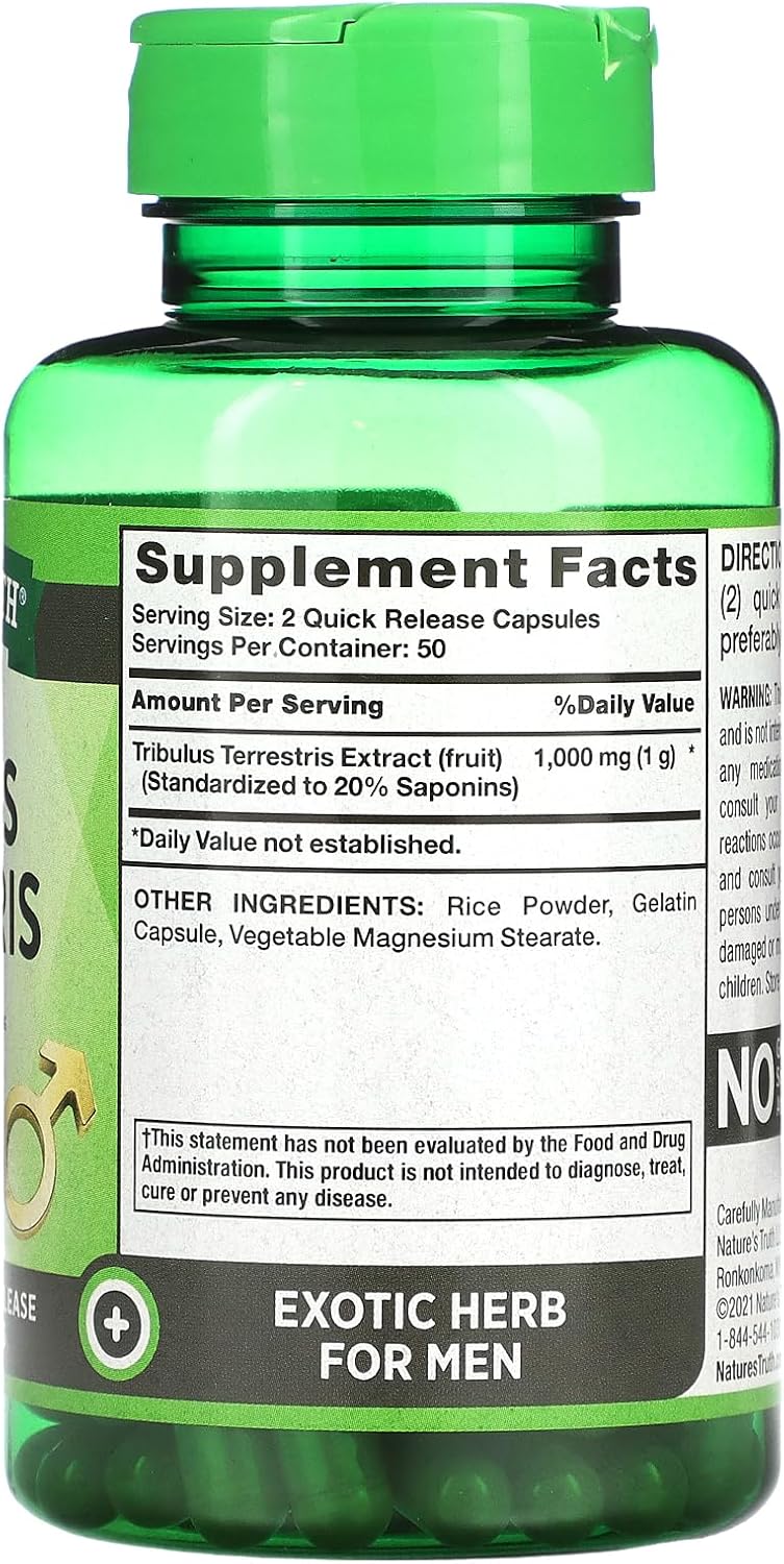 Suplementos Tribulus Terrestris 1000 mg 100 cápsulas