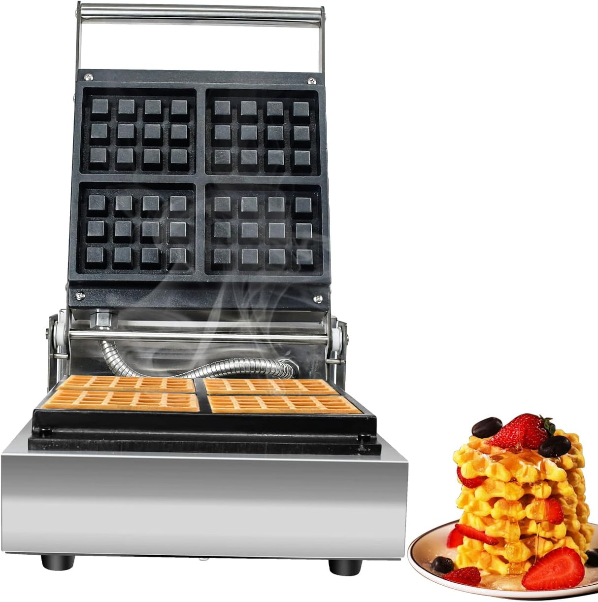 Máquina de Waffles Li Zhen, Eléctrica, Antiadherente, Mini 4 Slices