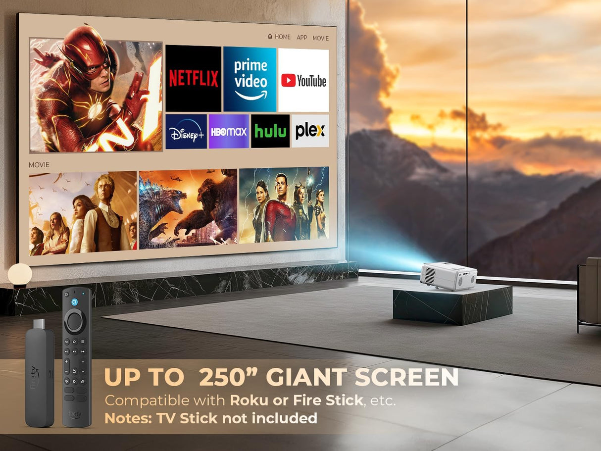 Proyector Mini WiFi Bluetooth 450ANSI 1080P FHD Portátil