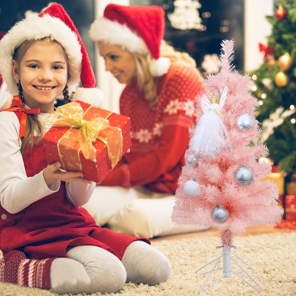 Árbol de Navidad Artificial de Mesa, Plegable con Soporte Metálico