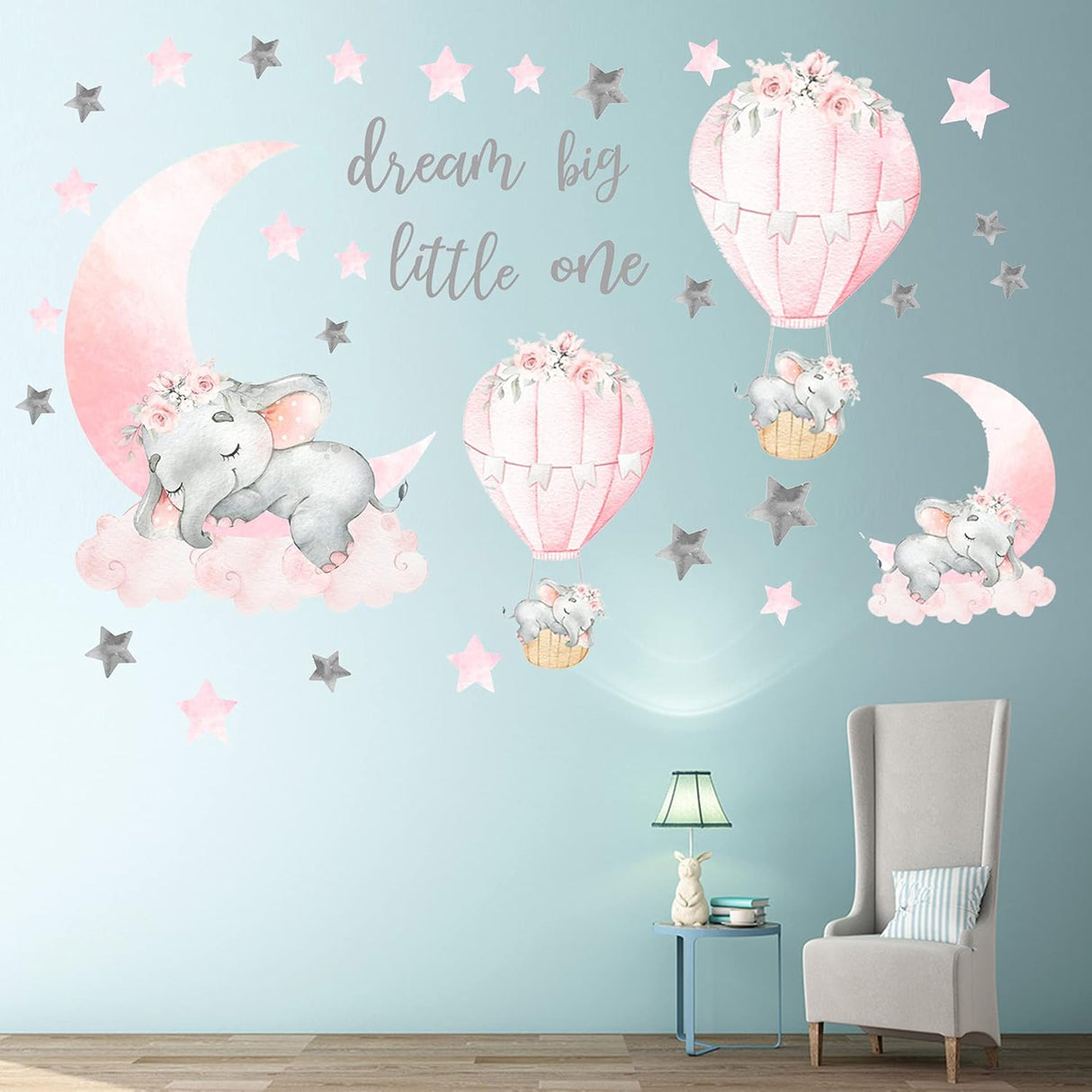 Pegatinas de Pared Elefante, Dream Big, Globo Aerostático