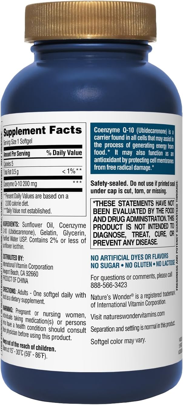 Natura's Wonder CoQ10 200mg Suplemento 120 Softgels
