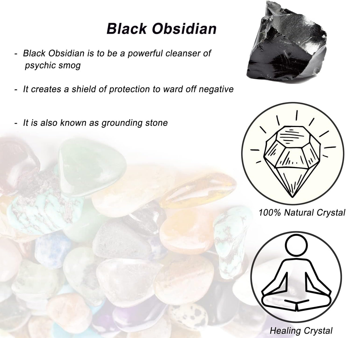 Cristales de Obsidiana Negra Crudos para Decoración y Sanación