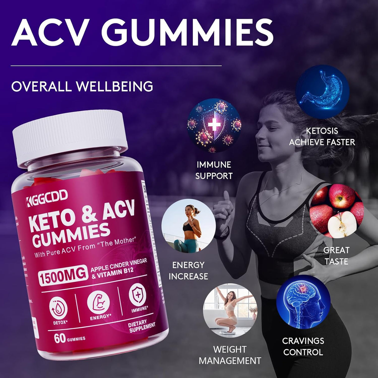 Keto ACV Gomitas de pérdida de peso avanzada vitamina B6 B12