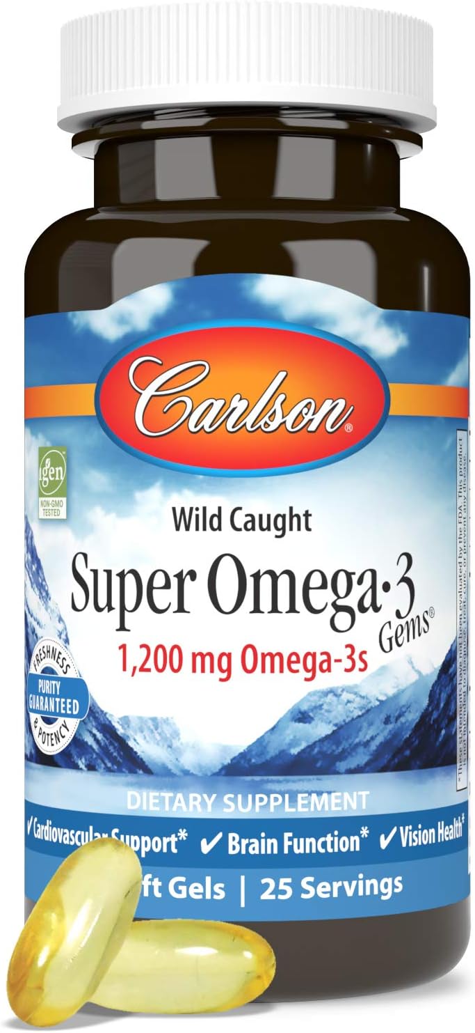 Carlson - Omega-3 Super Gems, 1200 mg, Pescado Salvaje, 50 cápsulas