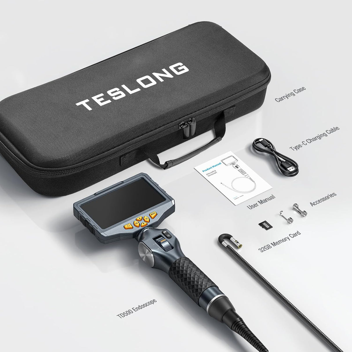 Camara doble lente de boroscopio articulado