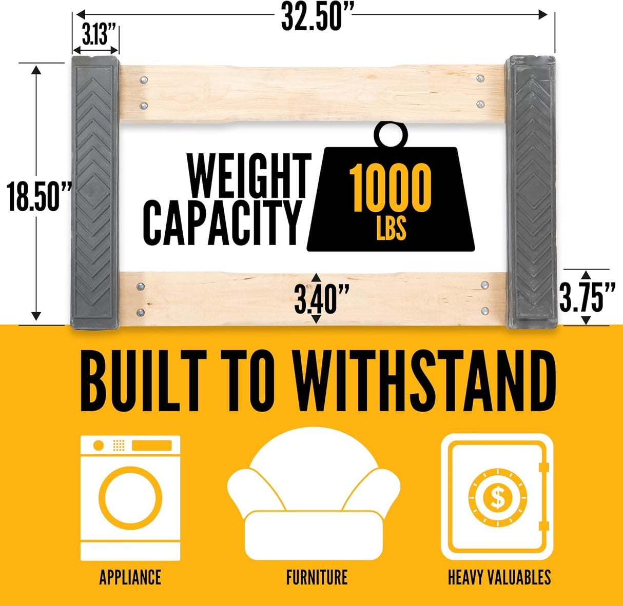 Carro de Carga US Cargo Control, 1000 lbs, Ruedas de Goma, 18.5x32.5
