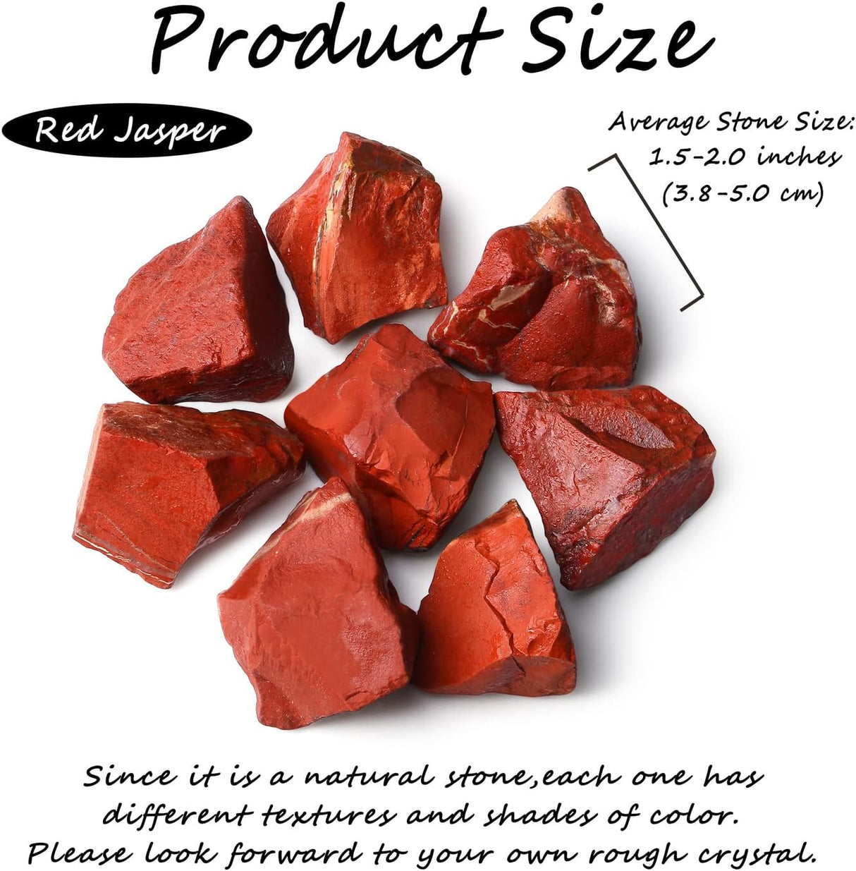 Cristales de jaspe rojo de 2 in, cristales crudos a granel