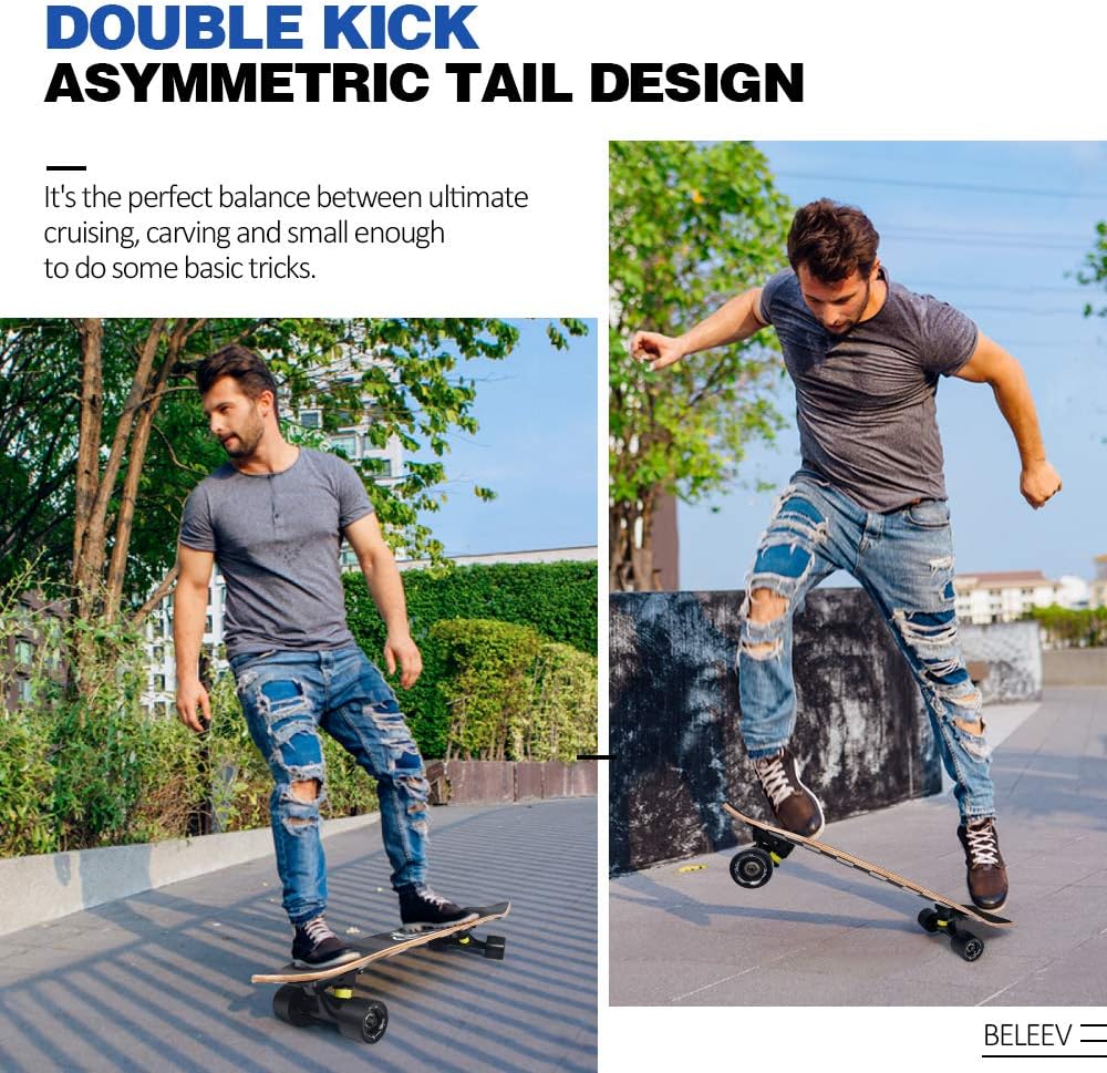 Patineta completa para principiantes, 27 x 8 pulg, 7 capas, doble kick