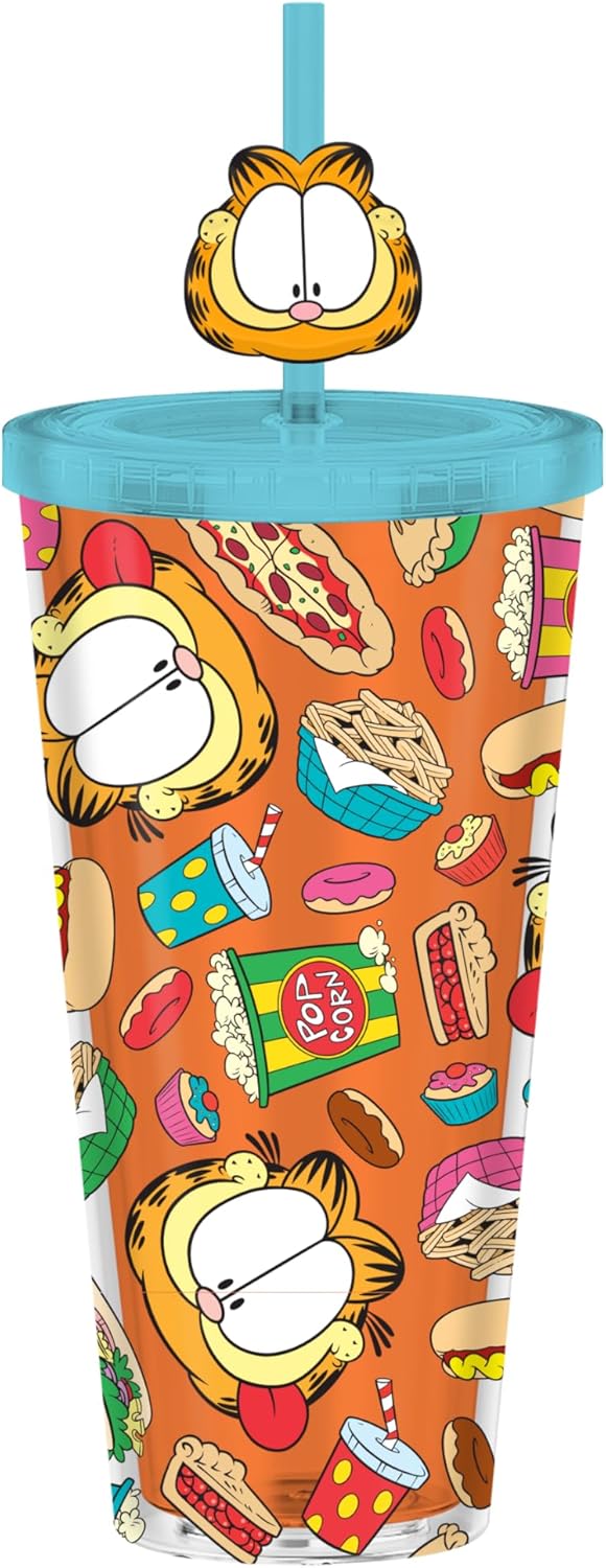 Vaso Frío 24oz con Tapa y Popote Silver Buffalo Garfield