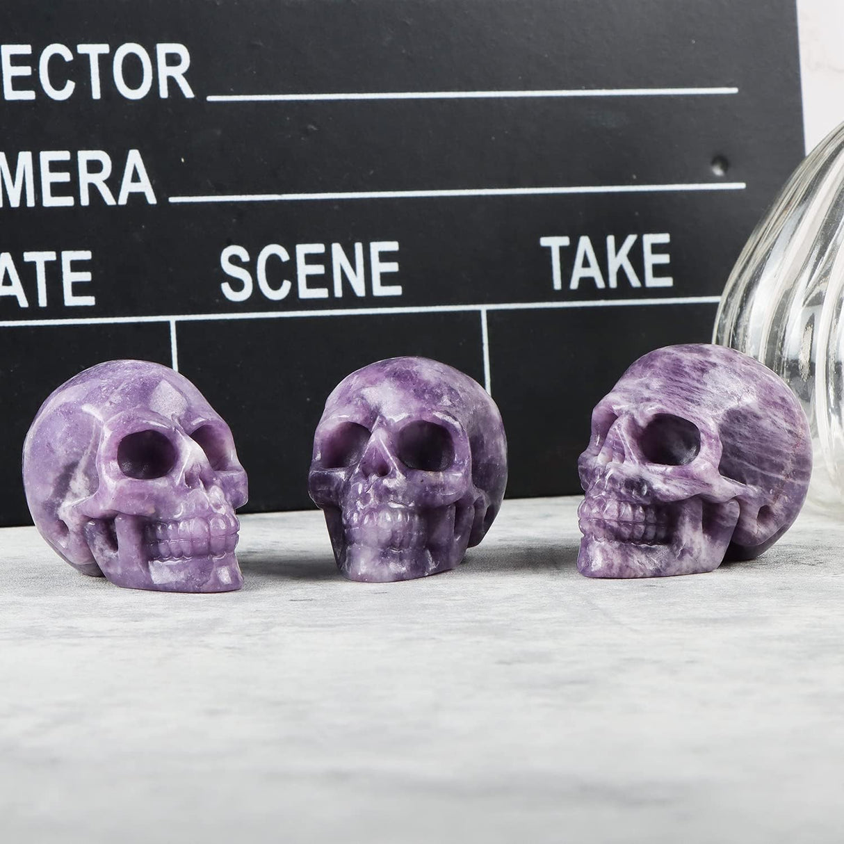Calavera de Cristal Esqueleto de Lepidolita para Decoración