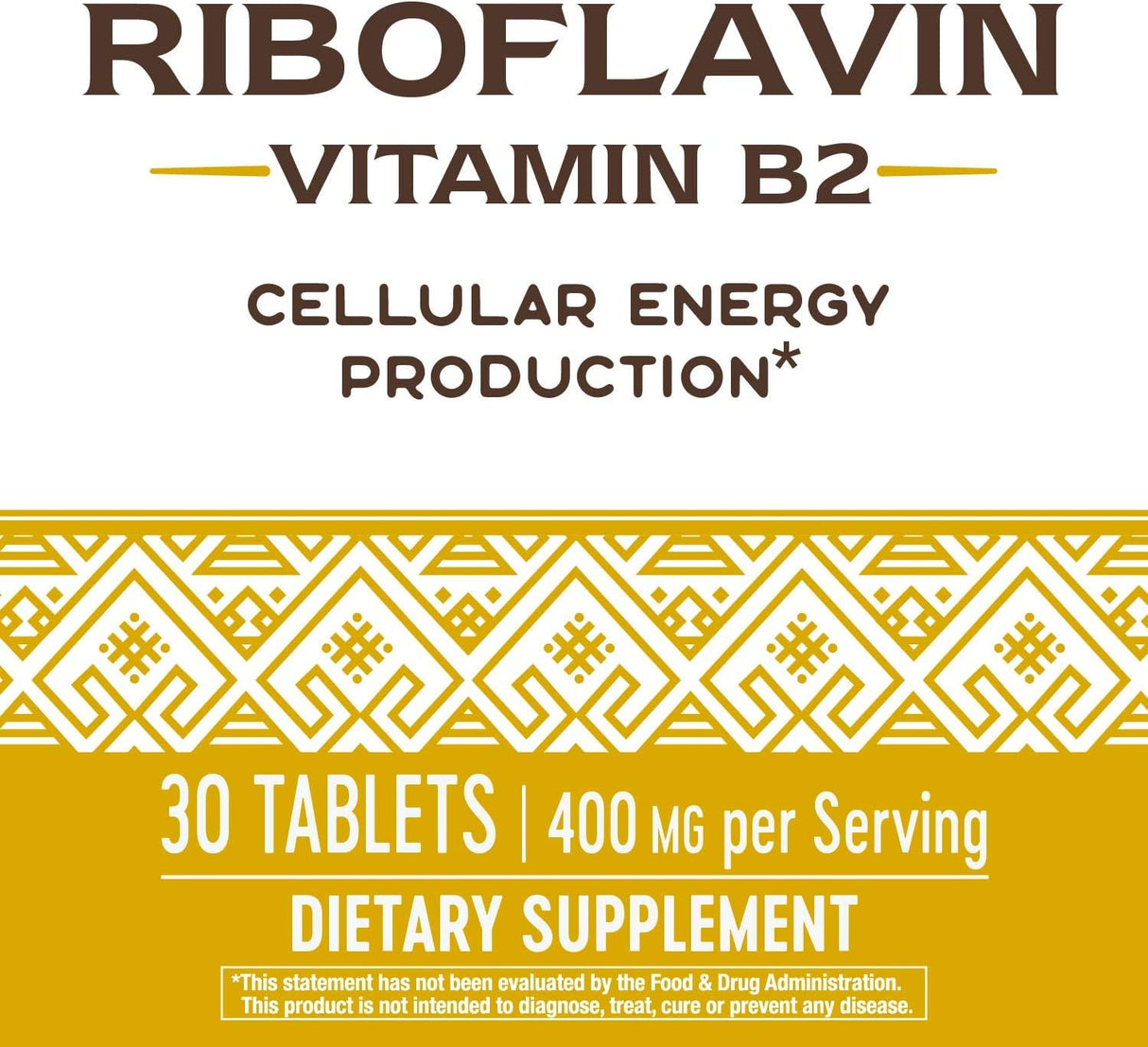 Suplemento Riboflavina enzimática terapia 30 un 400 mg