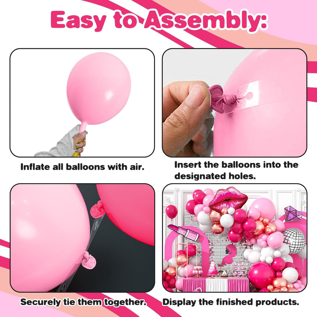 Arco Decorativo para Fiesta con Globos y Bolas de Disco